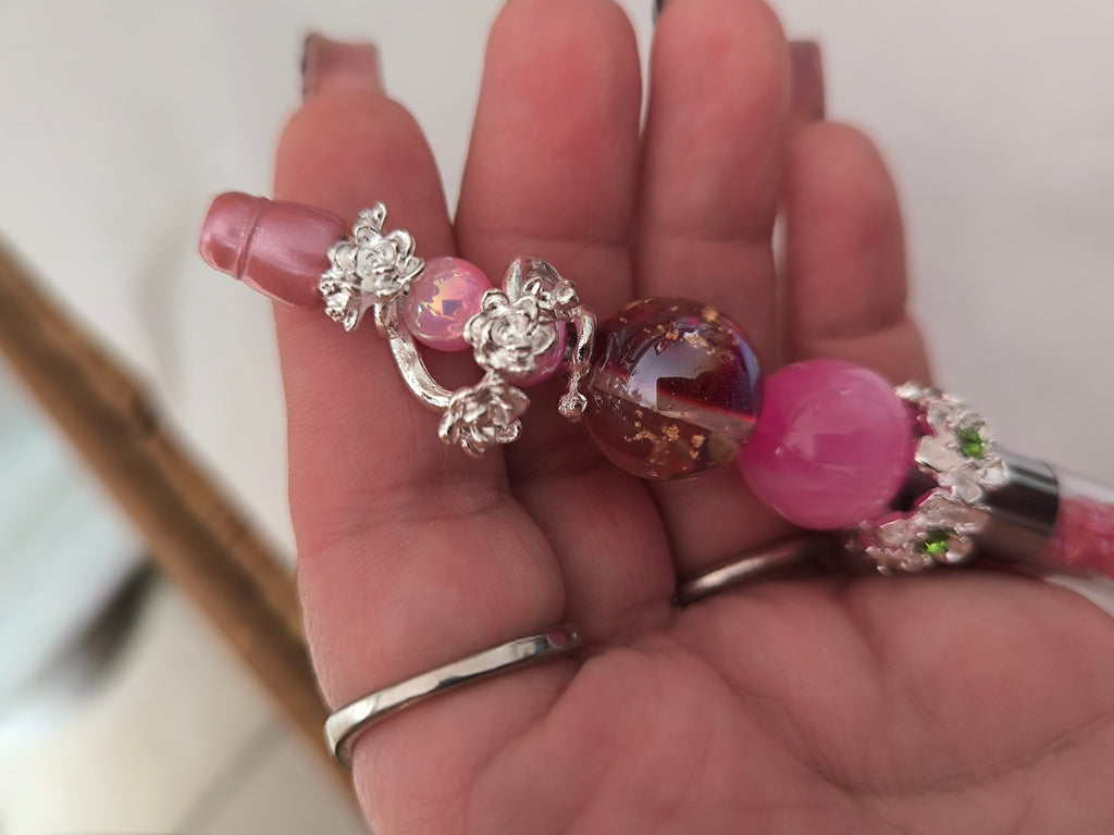 Stylo fait main – Perles acrylique, strass & acier | Les Créas de Steffy