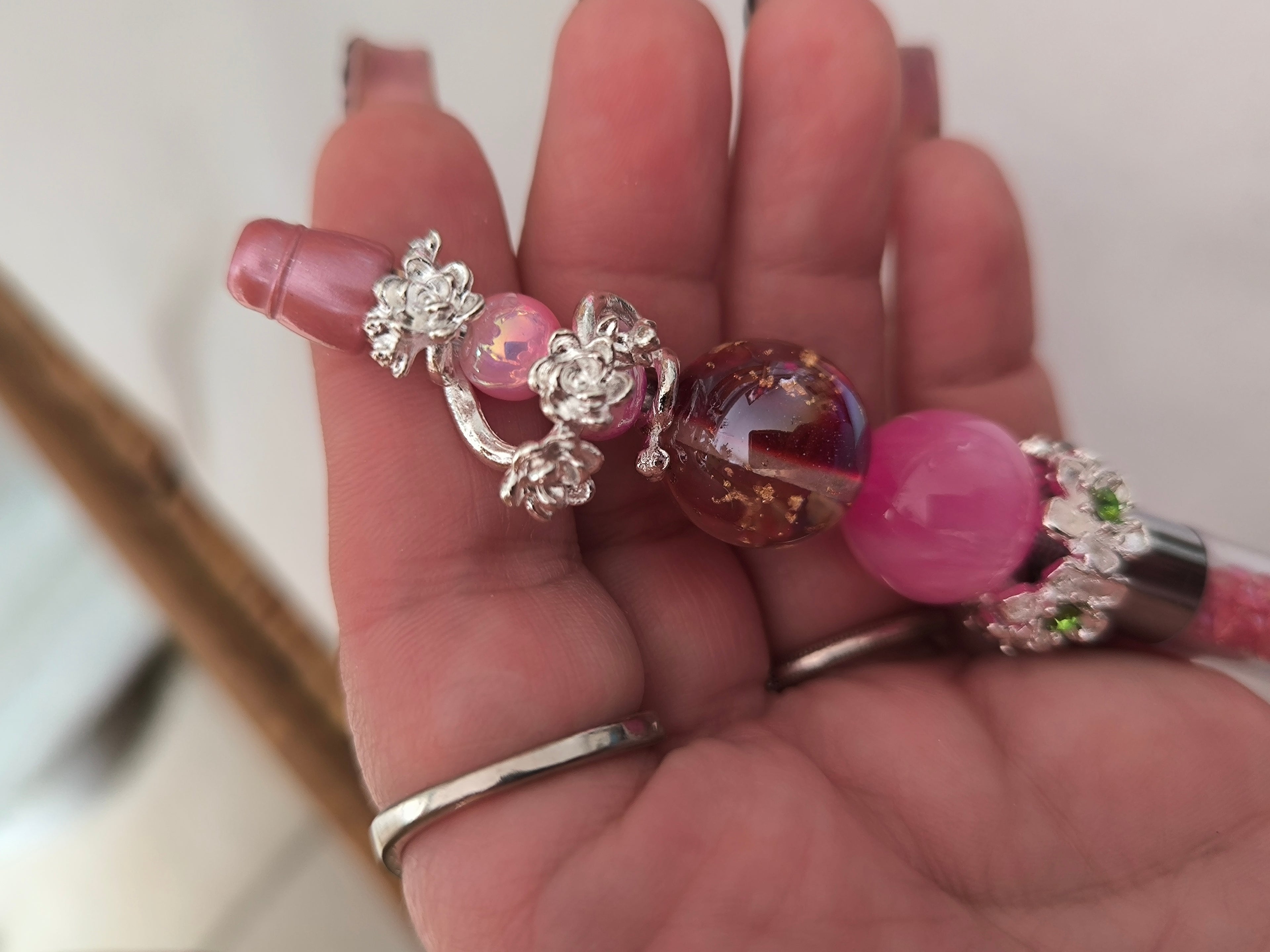 Stylo fait main – Perles acrylique, strass & acier | Les Créas de Steffy