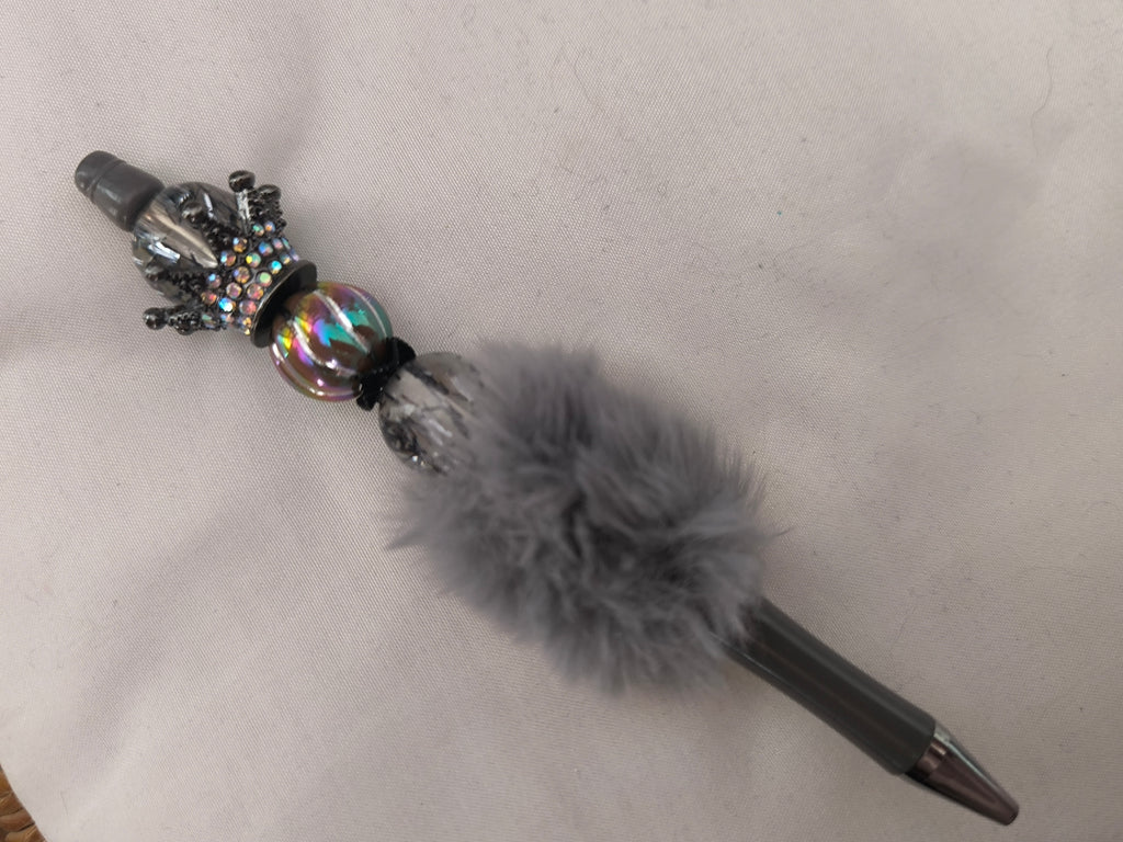 Stylo Fait Main - Perles Acrylique, Acier & Pompom
