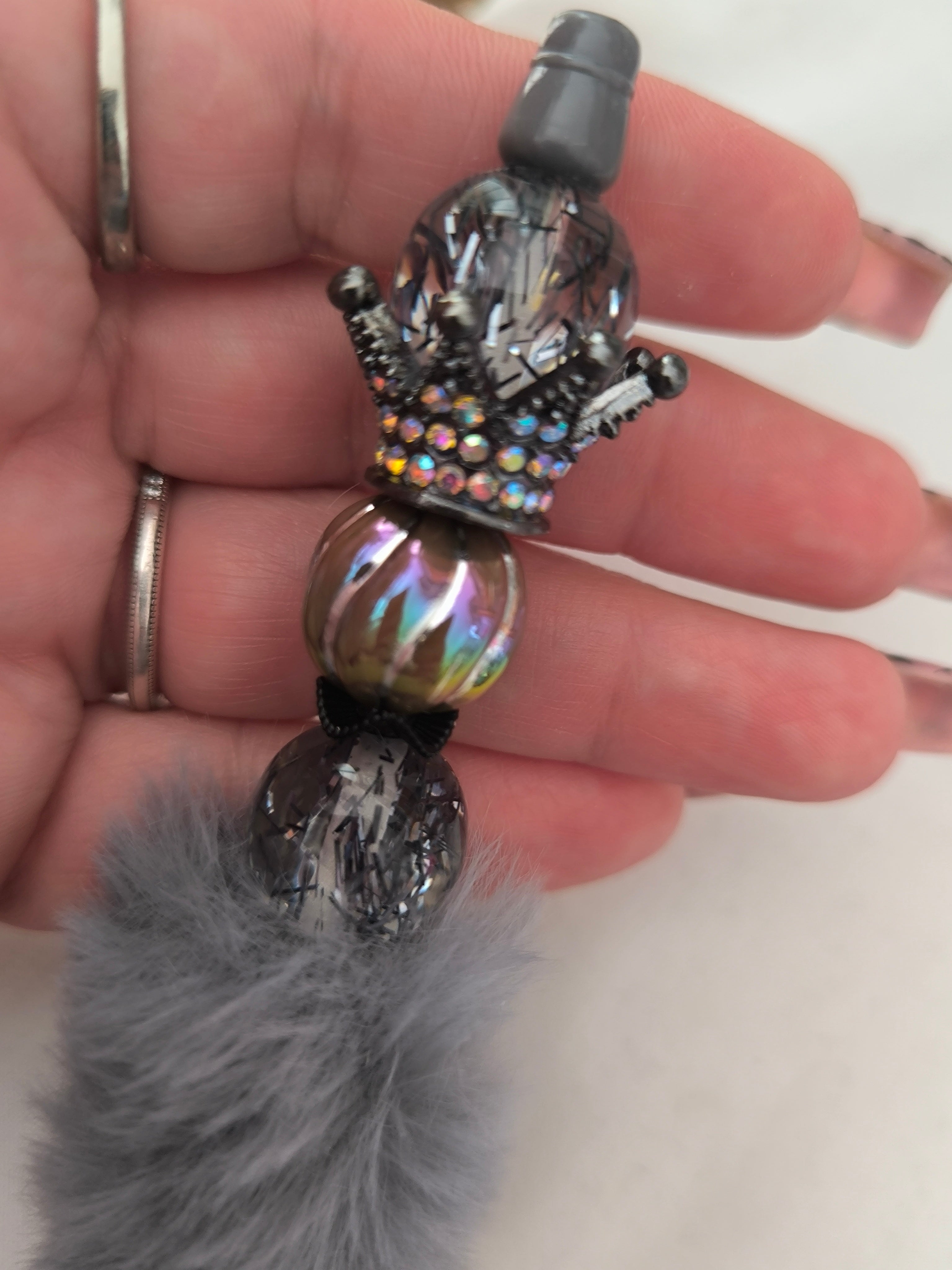 Stylo Fait Main - Perles Acrylique, Acier & Pompom