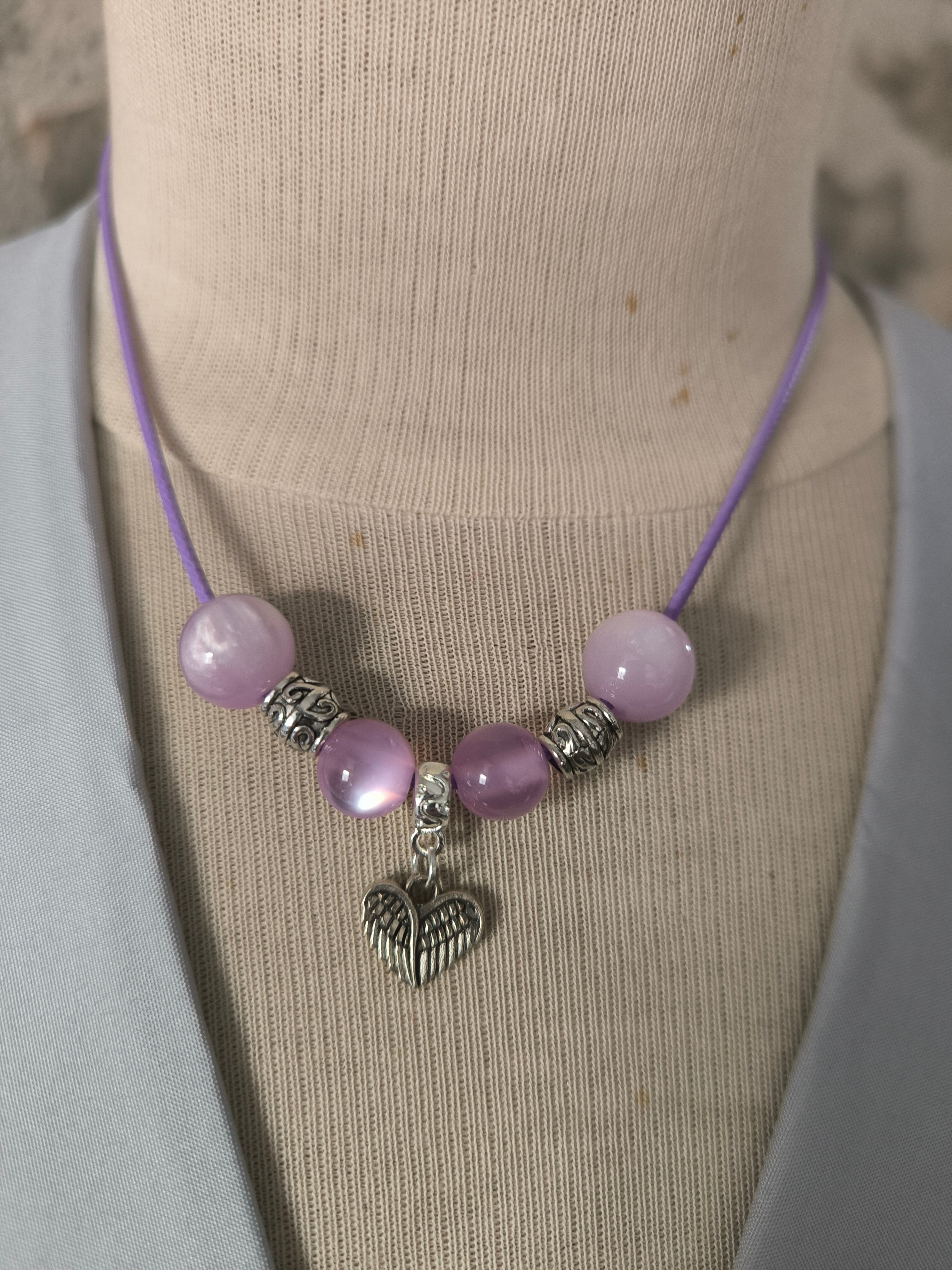 Collier artisanal perles & pendentif romantique – Fait main en France | Les Créas de Steffy