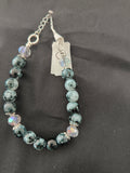 Bracelet Perles de Verre Grises & Déco Acier Inoxydable – Réglable Fait Main France