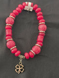Bracelet Bodhi Rouge & Trèfle Argenté – Porte-Bonheur Fait Main en France