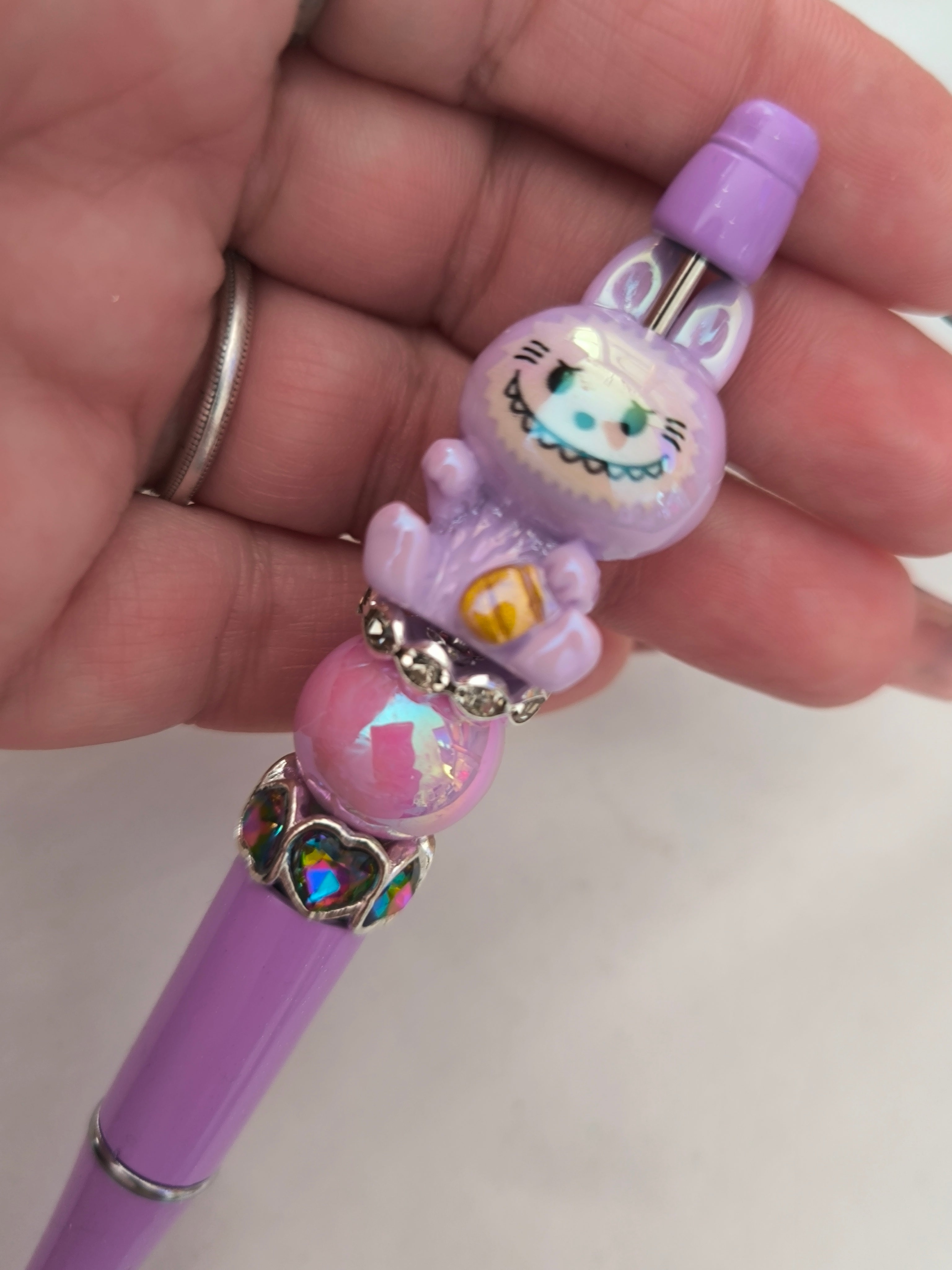 Stylo Labubu Fait Main - Perles Acrylique & Strass