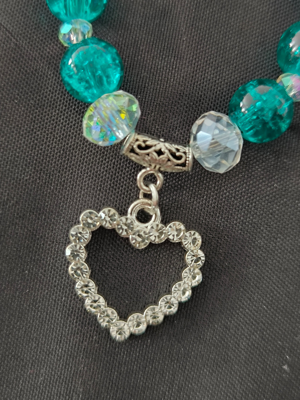 Bracelet en perles de verre fait main – Déco acier inoxydable & strass