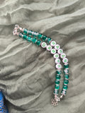 Bracelet double en perles de verre , acier inoxydable et perles en plastiques