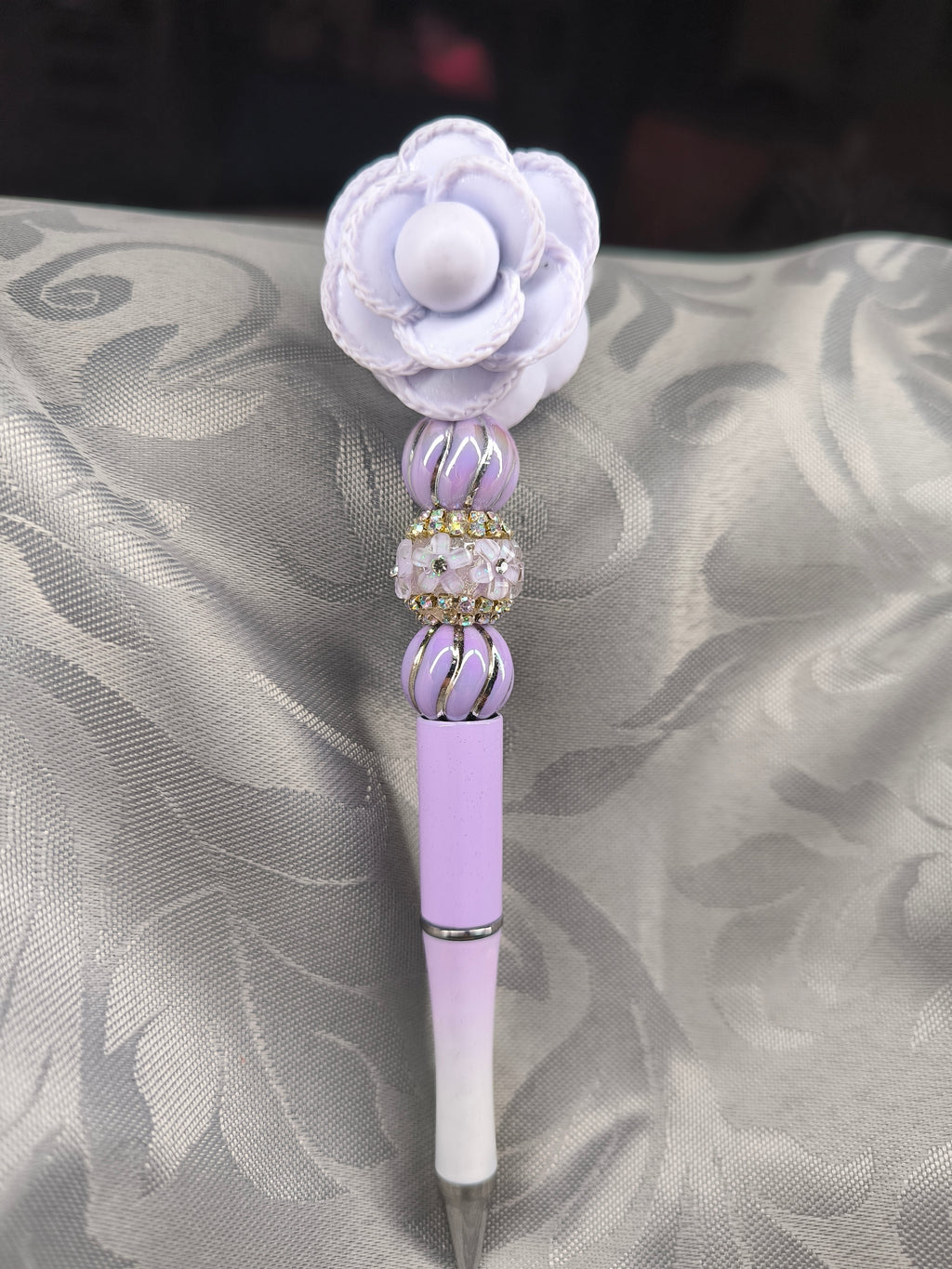 Stylos motif fleurs avec perles acrylique – Les Créas de Steffy