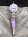 Stylos motif fleurs avec perles acrylique – Les Créas de Steffy