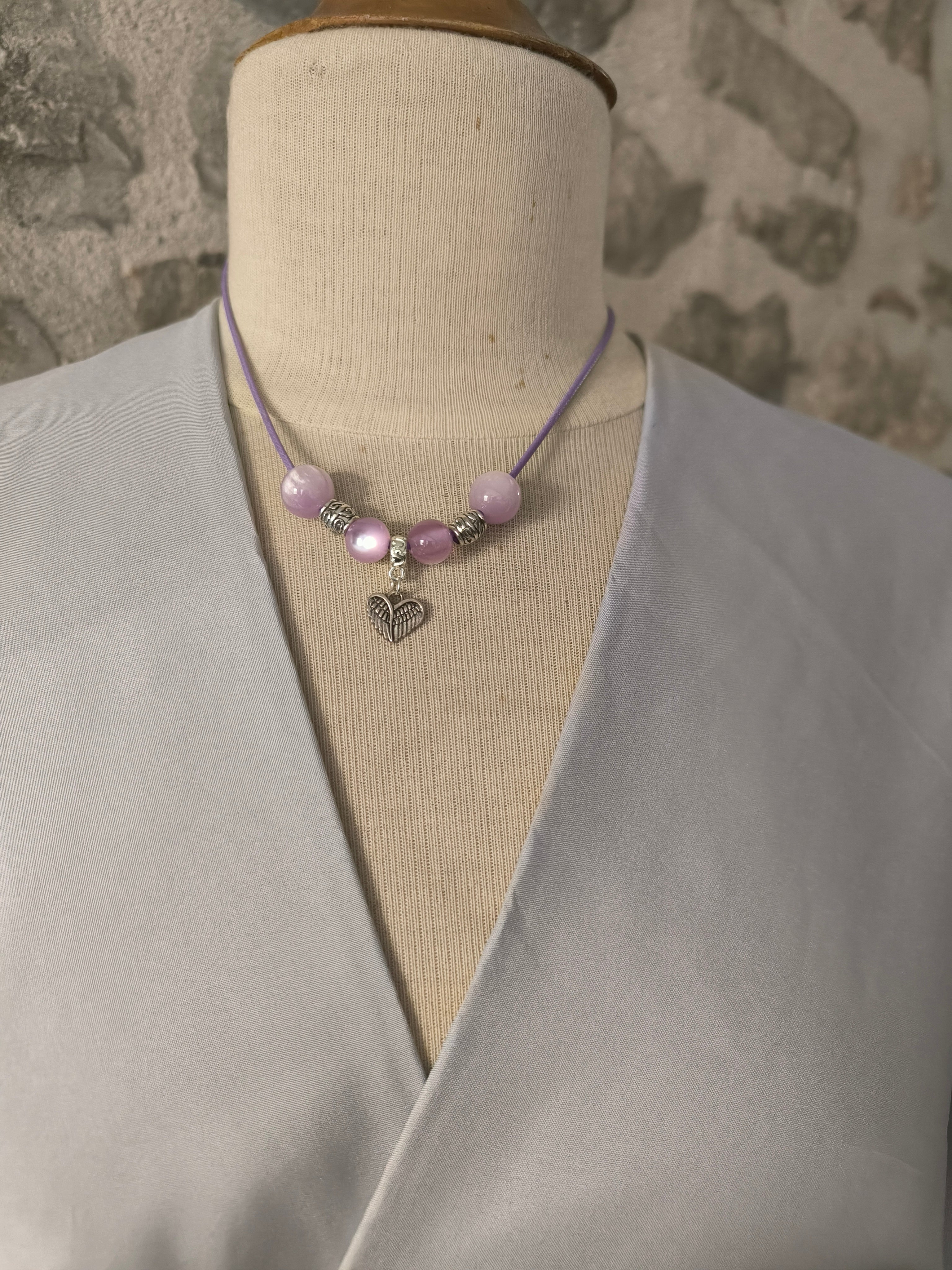 Collier artisanal perles & pendentif romantique – Fait main en France | Les Créas de Steffy