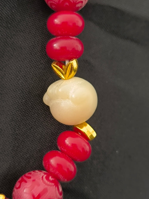 Bracelet Bodhi Rouge Papillons – Fait Main en France | Perles Porte-Bonheur