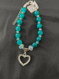 Bracelet en perles de verre fait main – Déco acier inoxydable & strass
