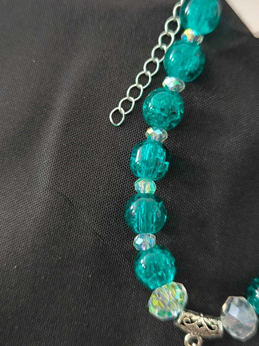 Bracelet en perles de verre fait main – Déco acier inoxydable & strass