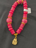 Bracelet Bodhi Rouge & Chat Porte-Bonheur Doré – Fait Main en France